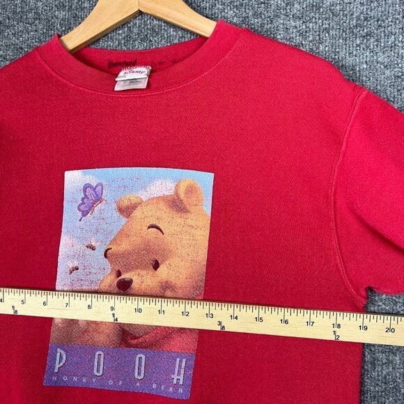 VINTAGE 90's Disney Pooh Bear Red Crewneck Women's Sweatshirt Size S - Picture 7 of 10